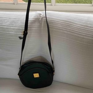 Round HCL Crossbody Bag Black Leather